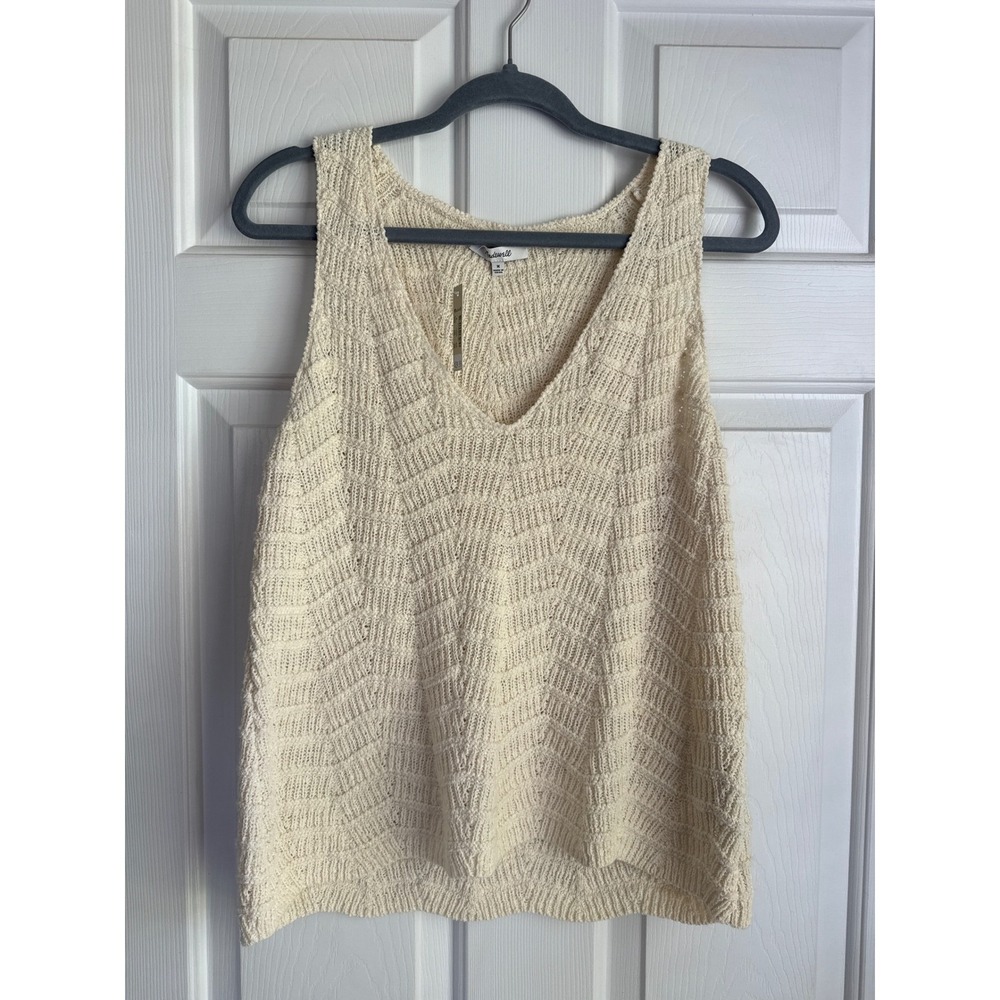 MADEWELL Size M Knit V-Neck Sweater Tank Cream WITH TAGS